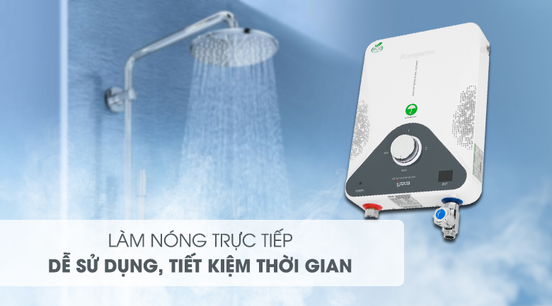 Máy nước nóng hồng ngoại Kangaroo KG588W 4000W - Tiết kiệm thời gian chờ nước nóng với cơ chế làm nóng trực tiếp 