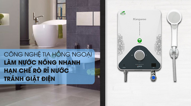 Máy nước nóng hồng ngoại Kangaroo KG588WP 4000W