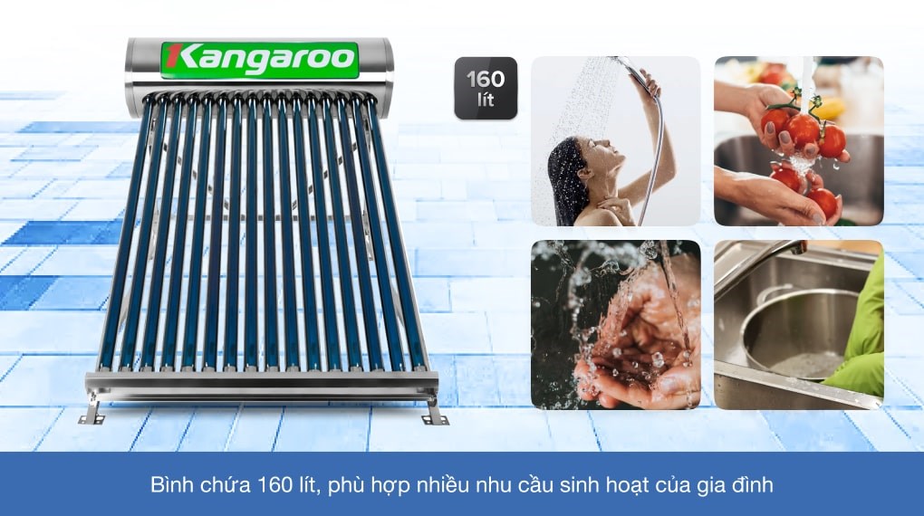 Máy nước nóng năng lượng mặt trời Kangaroo 160 lít GD1616