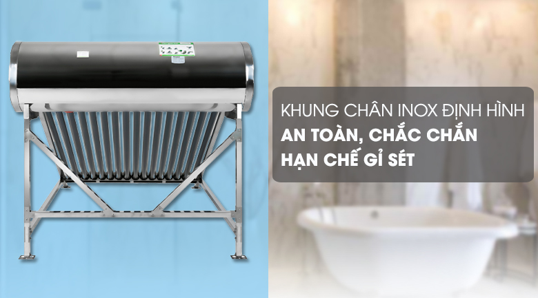 An toàn nhờ khung inox - Máy nước nóng năng lượng mặt trời Kangaroo GD1616 160 lít 