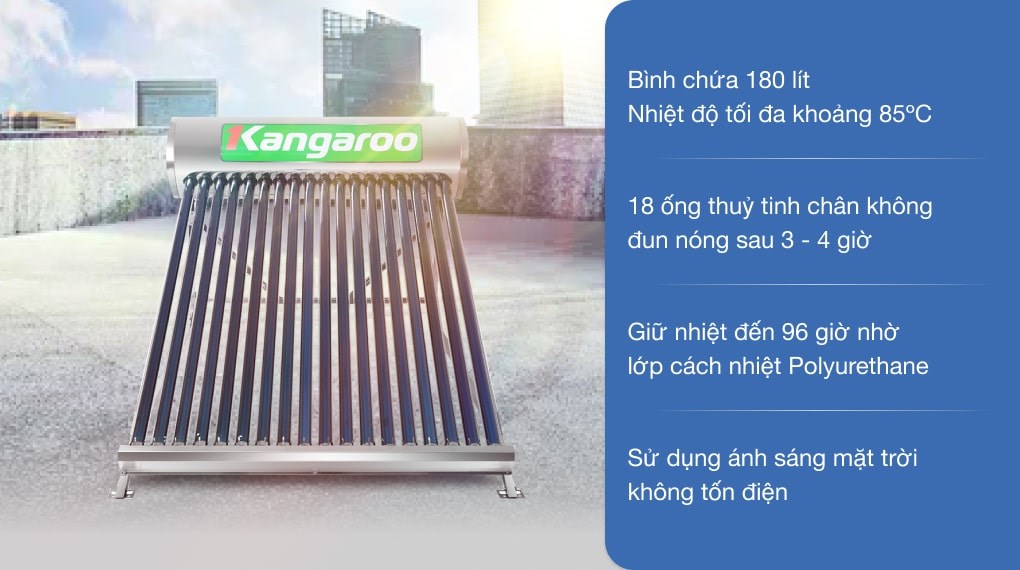 Máy nước nóng năng lượng mặt trời Kangaroo 180 lít GD1818