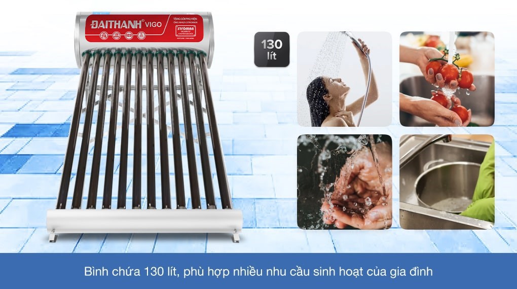 Máy nước nóng năng lượng mặt trời Đại Thành 130 lít Vigo 58-12