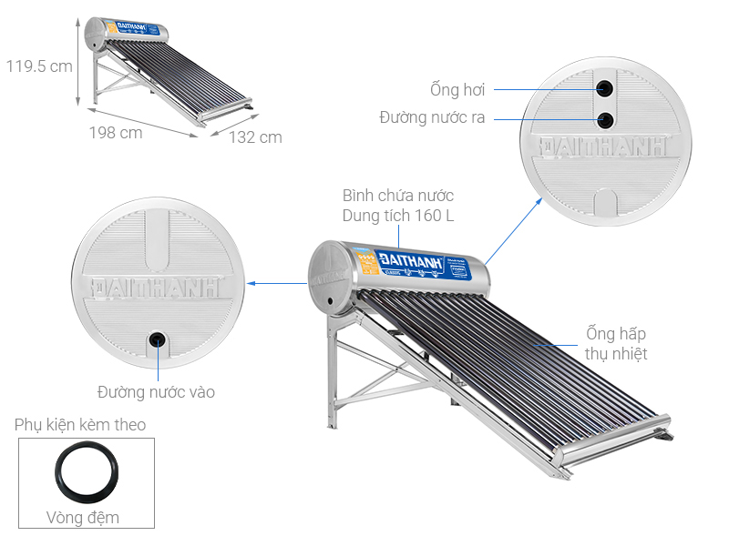 Máy nước nóng năng lượng mặt trời Đại Thành 160 lít Classic 58-15