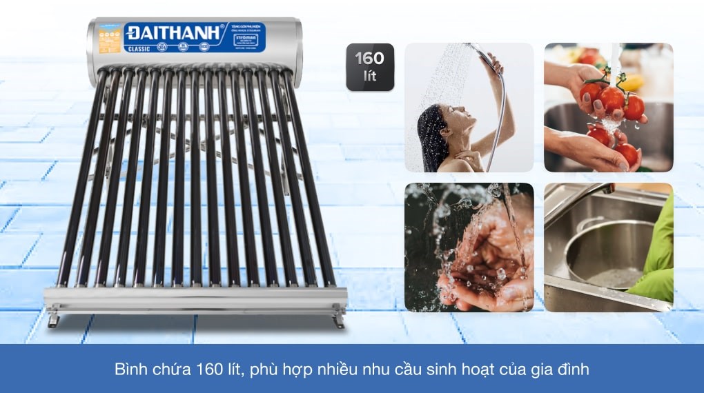 Máy nước nóng năng lượng mặt trời Đại Thành 160 lít Classic 58-15