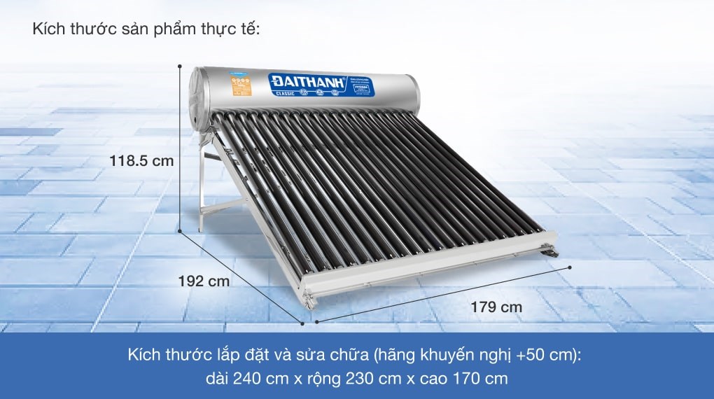 Máy nước nóng năng lượng mặt trời Đại Thành 215 lít Classic 58-21