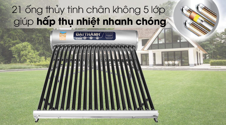 Máy nước nóng năng lượng mặt trời Đại Thành 215 lít Classic 58-21- Ống thủy tinh chân không