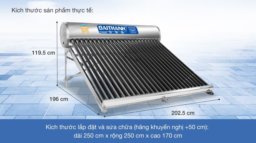 Máy nước nóng năng lượng mặt trời Đại Thành 250 lít Classic 58-24
