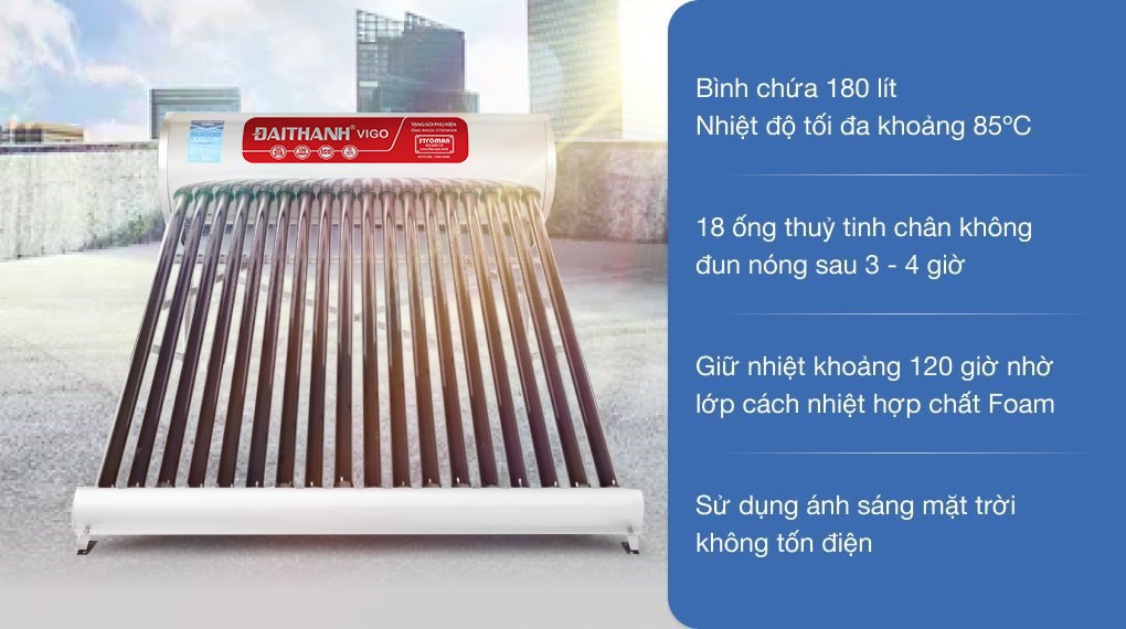 Máy nước nóng năng lượng mặt trời Đại Thành 180 lít Vigo 58-18