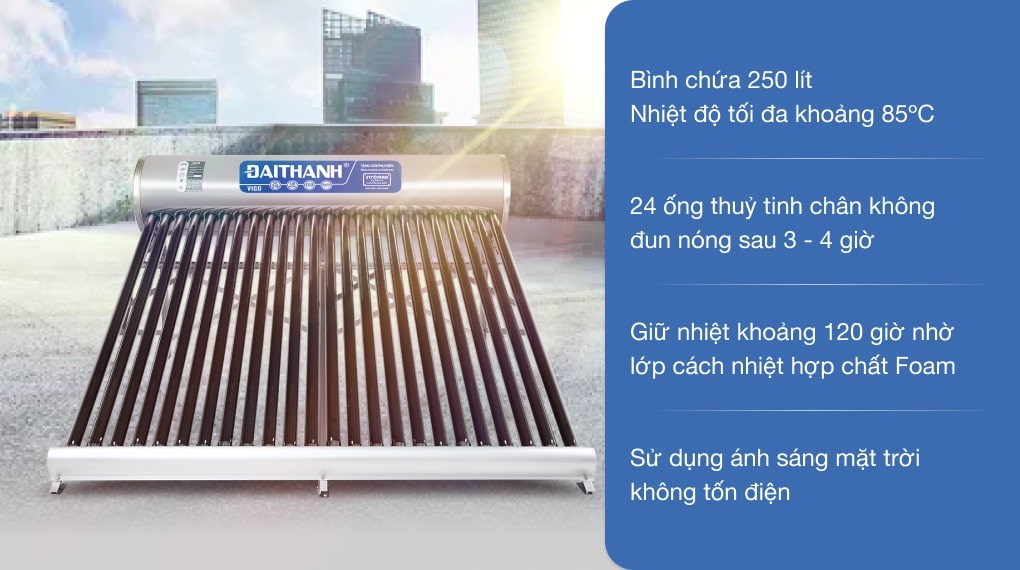 Máy nước nóng năng lượng mặt trời Đại Thành 250 lít Vigo 58-24