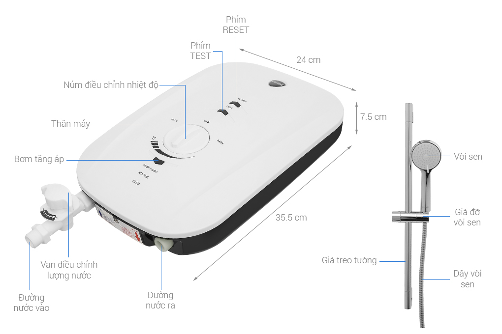 Máy nước nóng trực tiếp Ferroli 4500W MIDO-MSP 4.5S