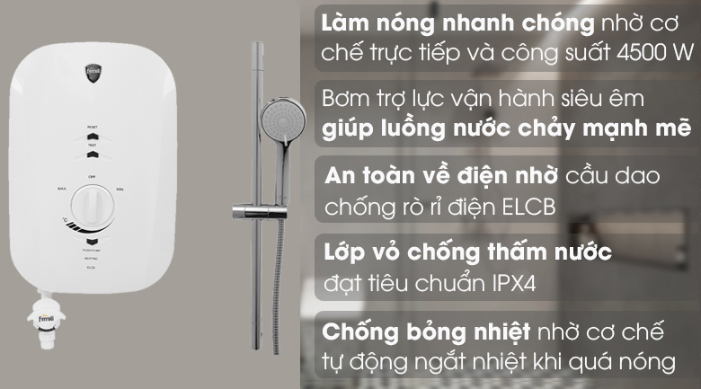 Máy nước nóng trực tiếp Ferroli 4500W MIDO-MSP 4.5S