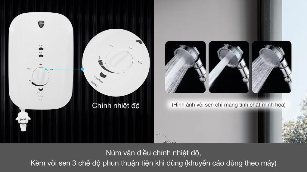 Máy nước nóng trực tiếp Ferroli 4500W MIDO-MSP 4.5S - Vòi sen