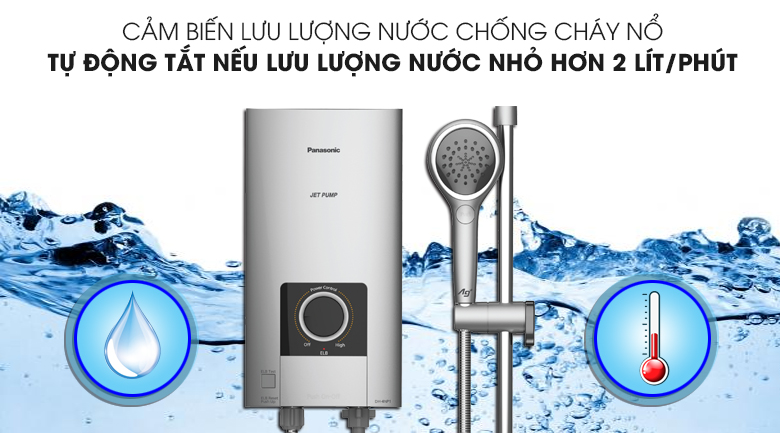 Cảm biến lưu lượng nước khi phát hiện dòng nước chảy qua yếu hơn 2 lít/phút sẽ ngắt điện để tránh gây cháy nổ