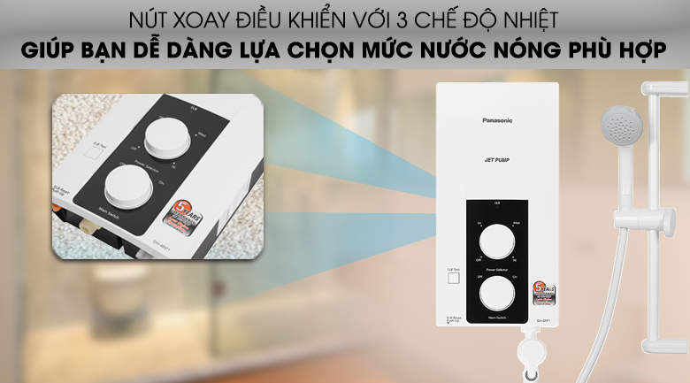 Máy nước nóng Panasonic DH-4RP1VW - Nút xoay điều khiển với 3 chế độ nhiệt