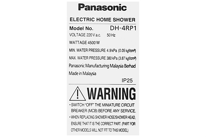 Máy nước nóng trực tiếp Panasonic 4500W DH-4RP1VW Màu Trắng - Đen