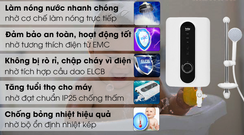 Máy nước nóng trực tiếp Beko 3500W BWI35S2D-213 - 2