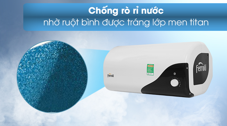 Bình nước nóng 30 lít Ferroli MIDO-DE 30L - Lòng bình tráng men titan