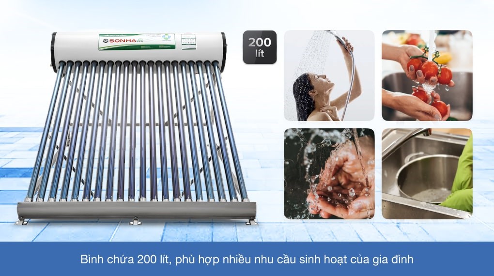 Máy nước nóng năng lượng mặt trời Sơn Hà 200 lít Eco 58-200