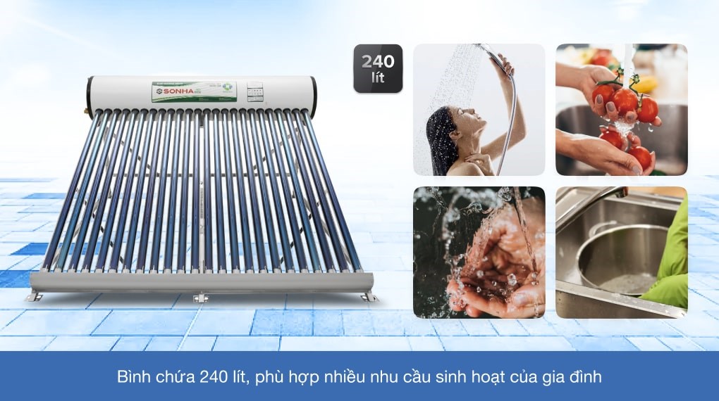 Máy nước nóng năng lượng mặt trời Sơn Hà 240 lít Eco 58-240