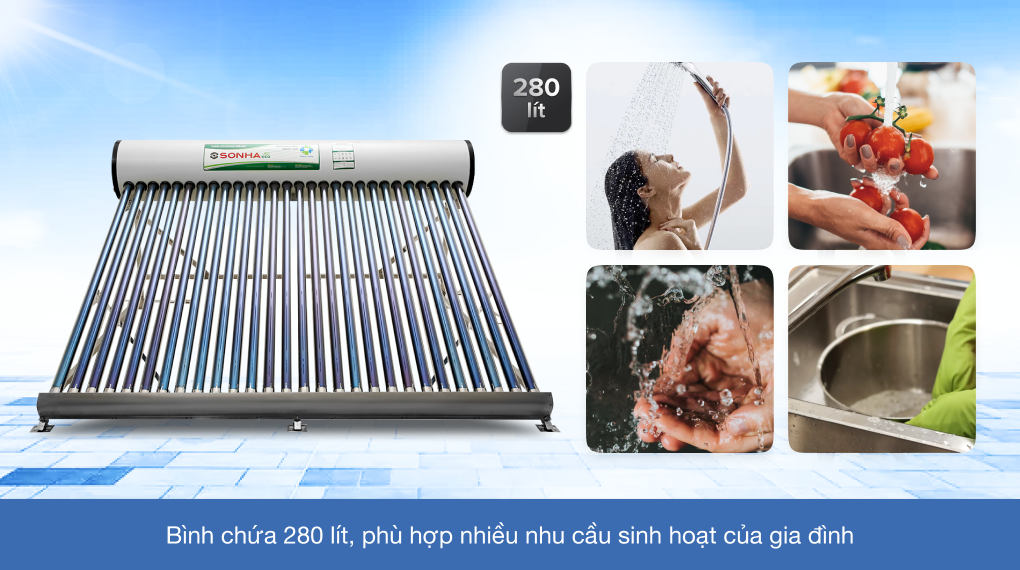 Máy nước nóng năng lượng mặt trời Sơn Hà 280 lít Eco 58-280