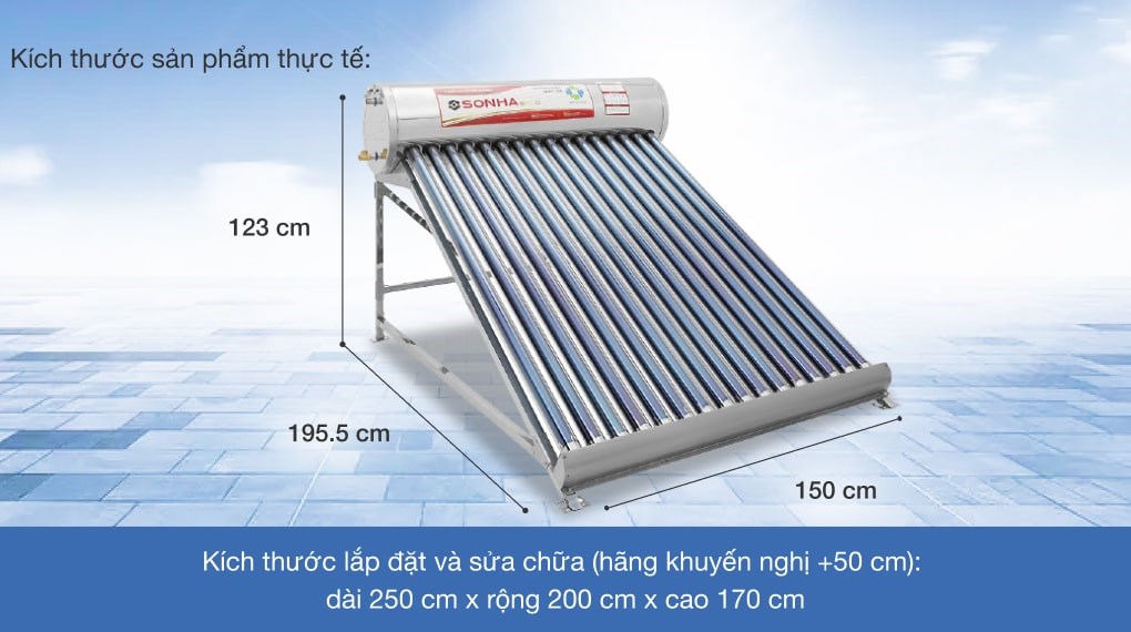 Máy nước nóng năng lượng mặt trời Sơn Hà 160 lít Gold 58-160