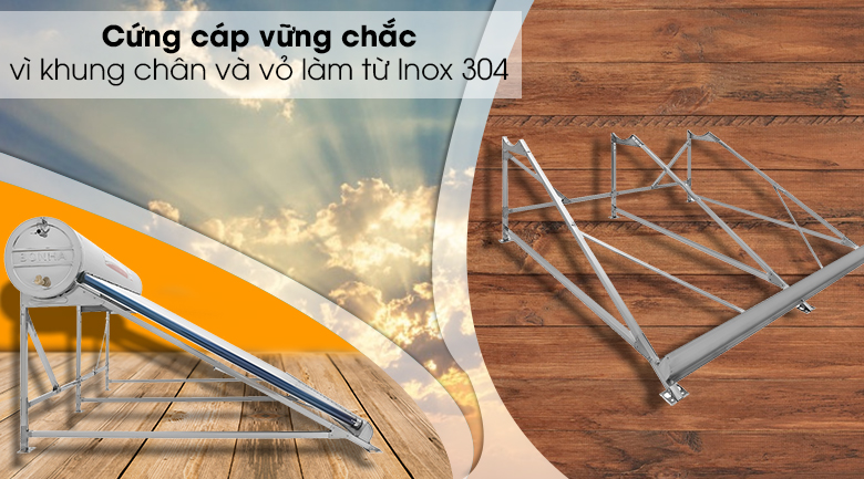 Máy nước nóng năng lượng mặt trời Sơn Hà 240 Lít GOLD F58 - Vỏ và khung chân đỡ inox 304