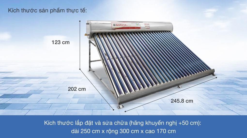 Máy nước nóng năng lượng mặt trời Sơn Hà 300 lít Gold 58-300