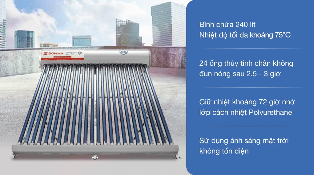Máy nước nóng năng lượng mặt trời Sơn Hà 240 lít Nano 58-240