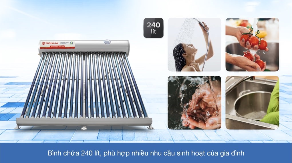 Máy nước nóng năng lượng mặt trời Sơn Hà 240 lít Nano 58-240