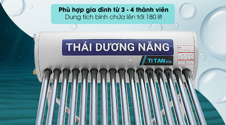 Máy nước nóng năng lượng mặt trời Sơn Hà 180 lít TiTan F58 - Dung tích