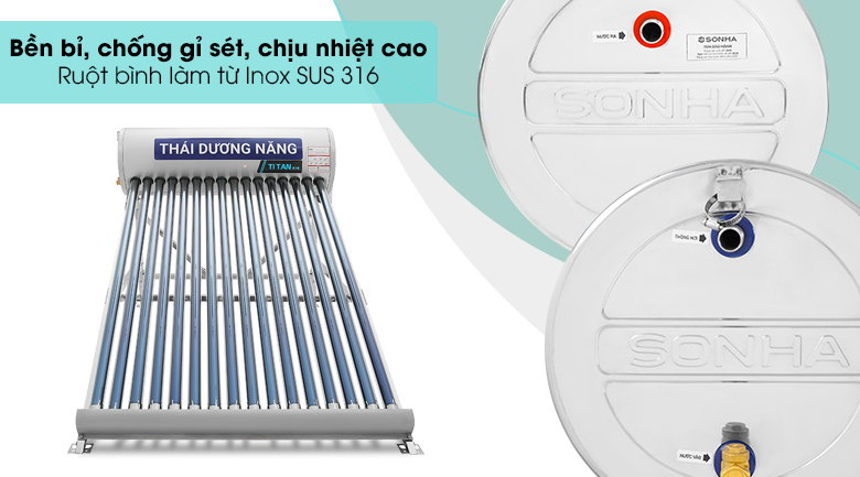 Máy nước nóng năng lượng mặt trời Sơn Hà 180 lít TiTan F58 - Ruột bình