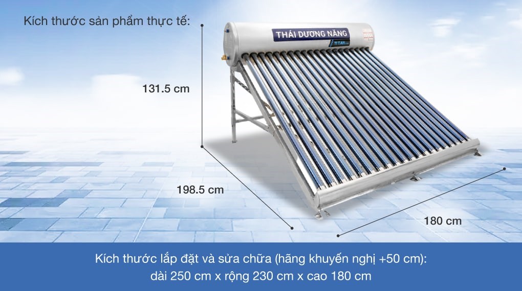 Máy nước nóng năng lượng mặt trời Sơn Hà 220 lít Titan ống Gold 58-220