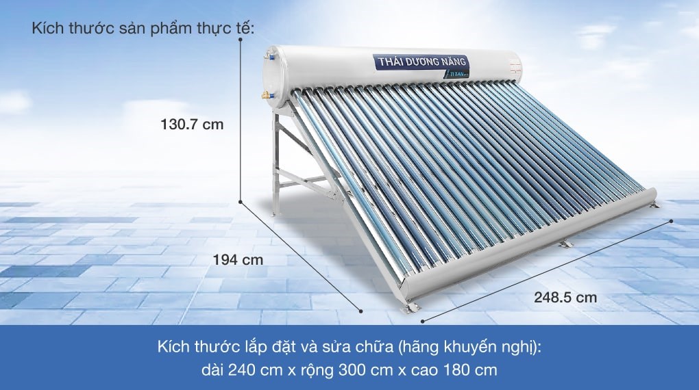 Máy nước nóng năng lượng mặt trời Sơn Hà 320 lít Titan ống Gold 58-320