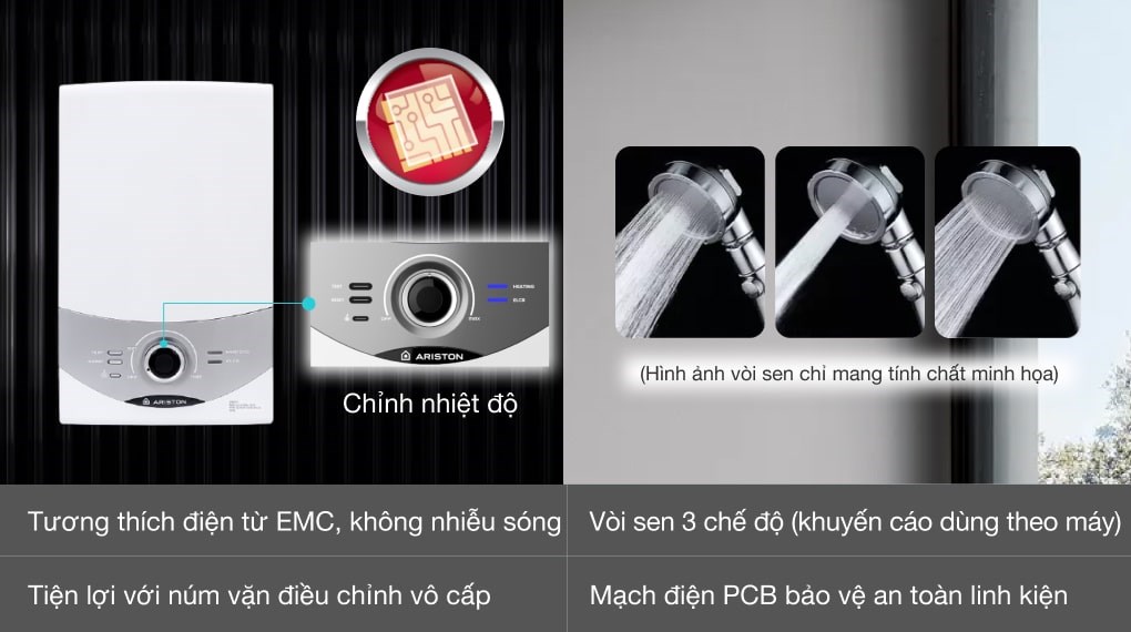 Máy nước nóng trực tiếp Ariston 4500W Aures SM45PE SBS VN