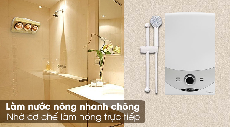 Máy nước nóng trực tiếp Ariston 4500W Aures SM45E SBS VN - làm nước nóng nhanh chóng