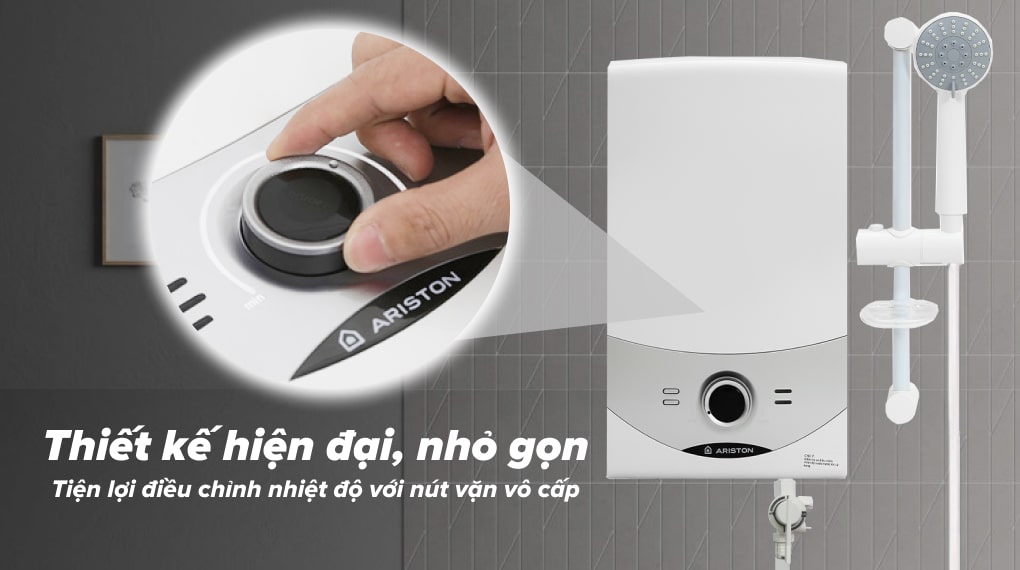 Máy nước nóng trực tiếp Ariston 4500W Aures SM45E SBS VN - thiết kế hiện đại nhỏ gọn