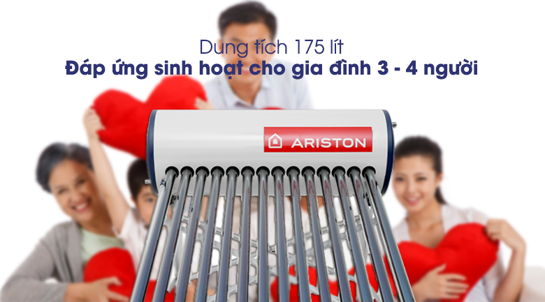 Máy nước nóng năng lượng mặt trời Ariston 175 lít ECO 1814 dùng cho 3 - 4 người