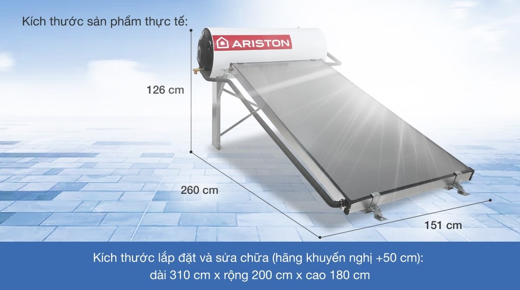 Máy nước nóng năng lượng mặt trời tấm phẳng Ariston 150 lít DR-2 150-1 TR