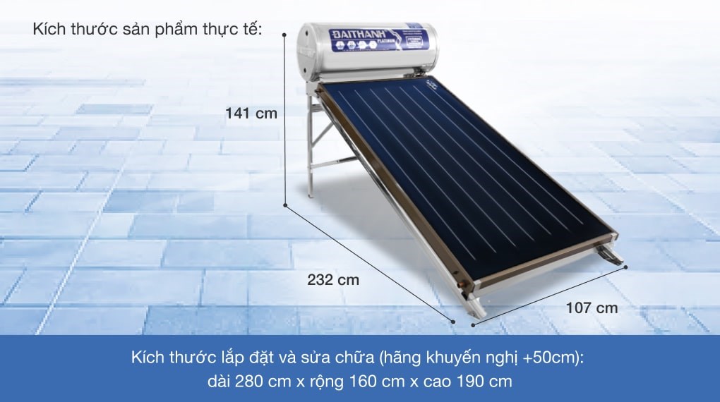 Máy nước nóng Năng lượng mặt trời tấm phẳng Đại Thành Platinum 150L