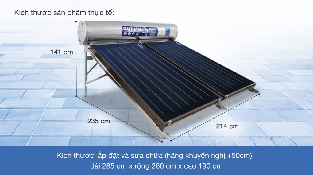 Máy nước nóng Năng lượng mặt trời tấm phẳng Đại Thành Platinum 300L