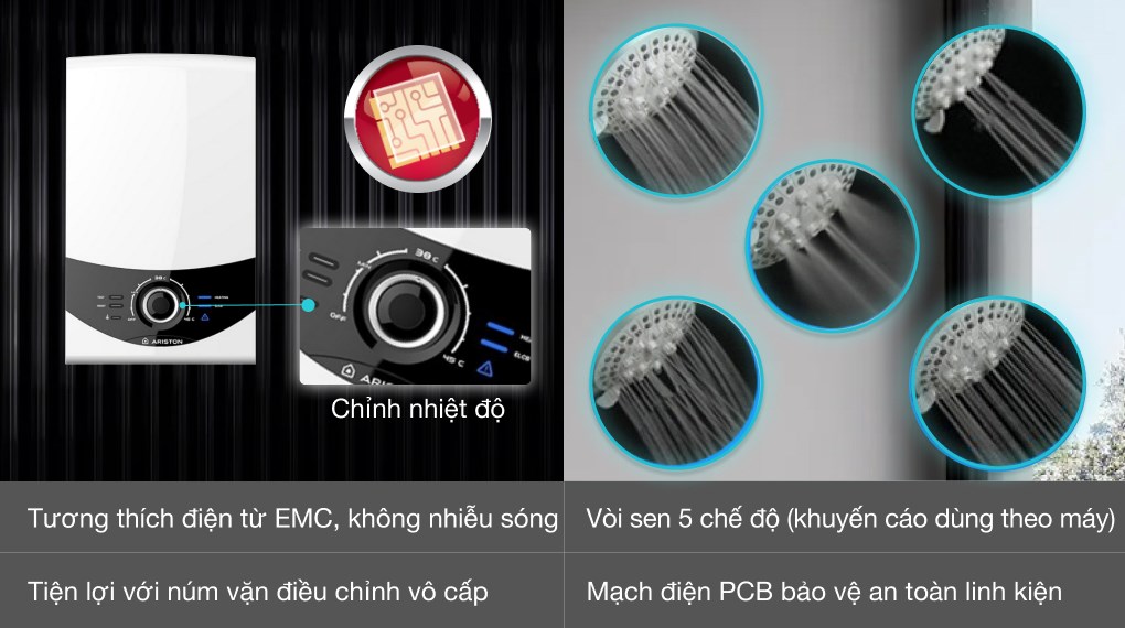 Máy nước nóng trực tiếp Ariston 4500W AURES SMC45PE SBS VN