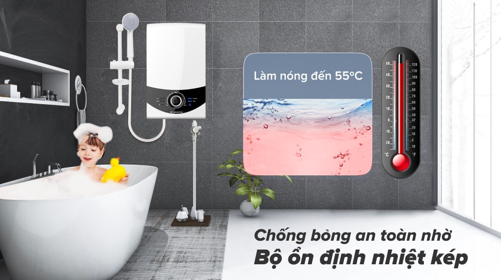 Máy nước nóng trực tiếp Ariston 4500W AURES SMC45PE SBS VN - Bộ ổn định nhiệt kép