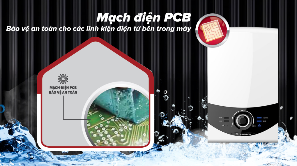 Máy nước nóng trực tiếp Ariston 4500W AURES SMC45PE SBS VN - Mạch điện PCB