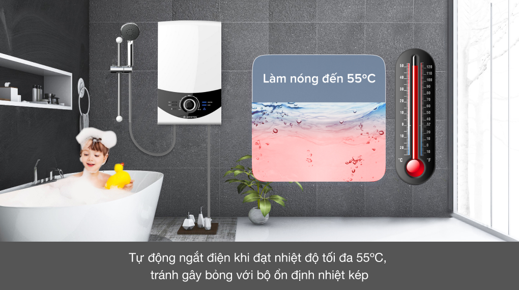 Máy nước nóng trực tiếp Ariston 4500W AURES SMC45PE SBS VN - Bộ ổn định nhiệt kép