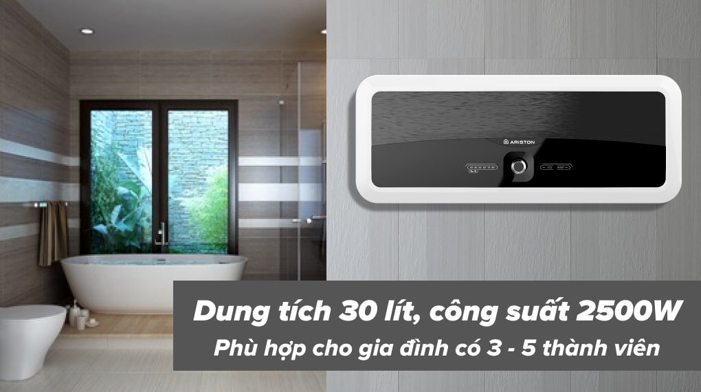 Bình nóng lạnh gián tiếp Ariston 30 lít 2500W SL2 30 LUX ECO 2.5 FE - dung tích phù hợp gia đình 3 - 5 người