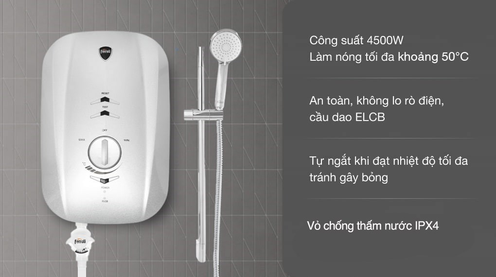 Máy nước nóng trực tiếp Ferroli 4500W MIDO-MSN 4.5S