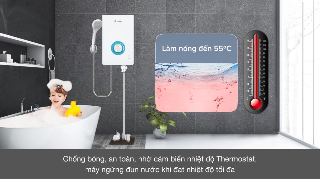 Máy nước nóng trực tiếp Casper 4500W EN-45TH11 - Kiểm soat nhiệt độ Thermostat