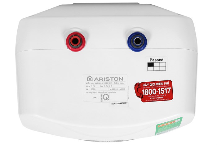 Máy nước nóng gián tiếp Ariston Mini 6 lít AN LUX 6 BE 1.5 FE Màu Đen - Xám