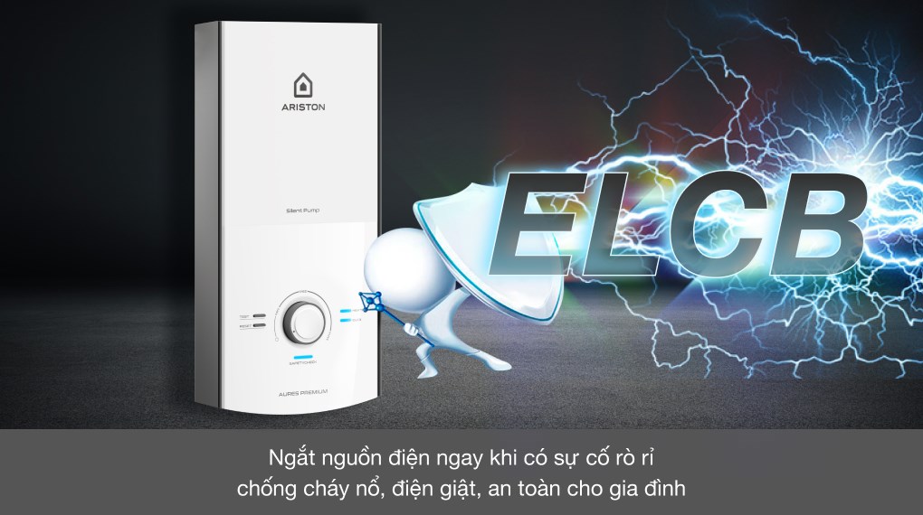 Máy nước nóng trực tiếp Ariston 4500W AURES PREMIUM 4.5P PEARL