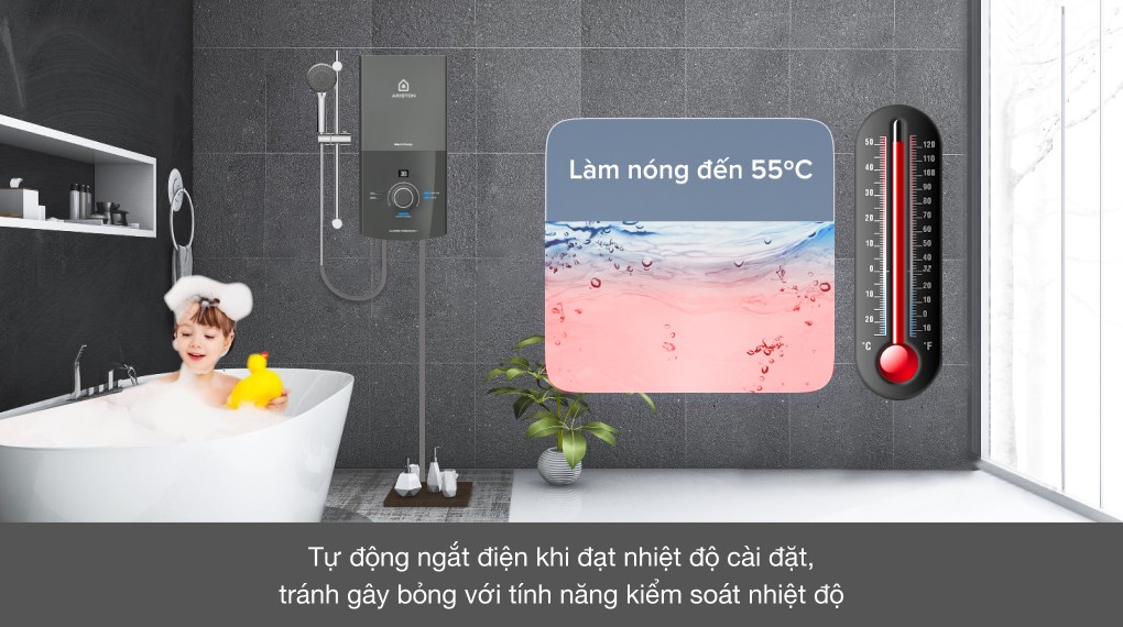 Máy nước nóng trực tiếp Ariston 4500W AURES PREMIUM+ 4.5P - 6